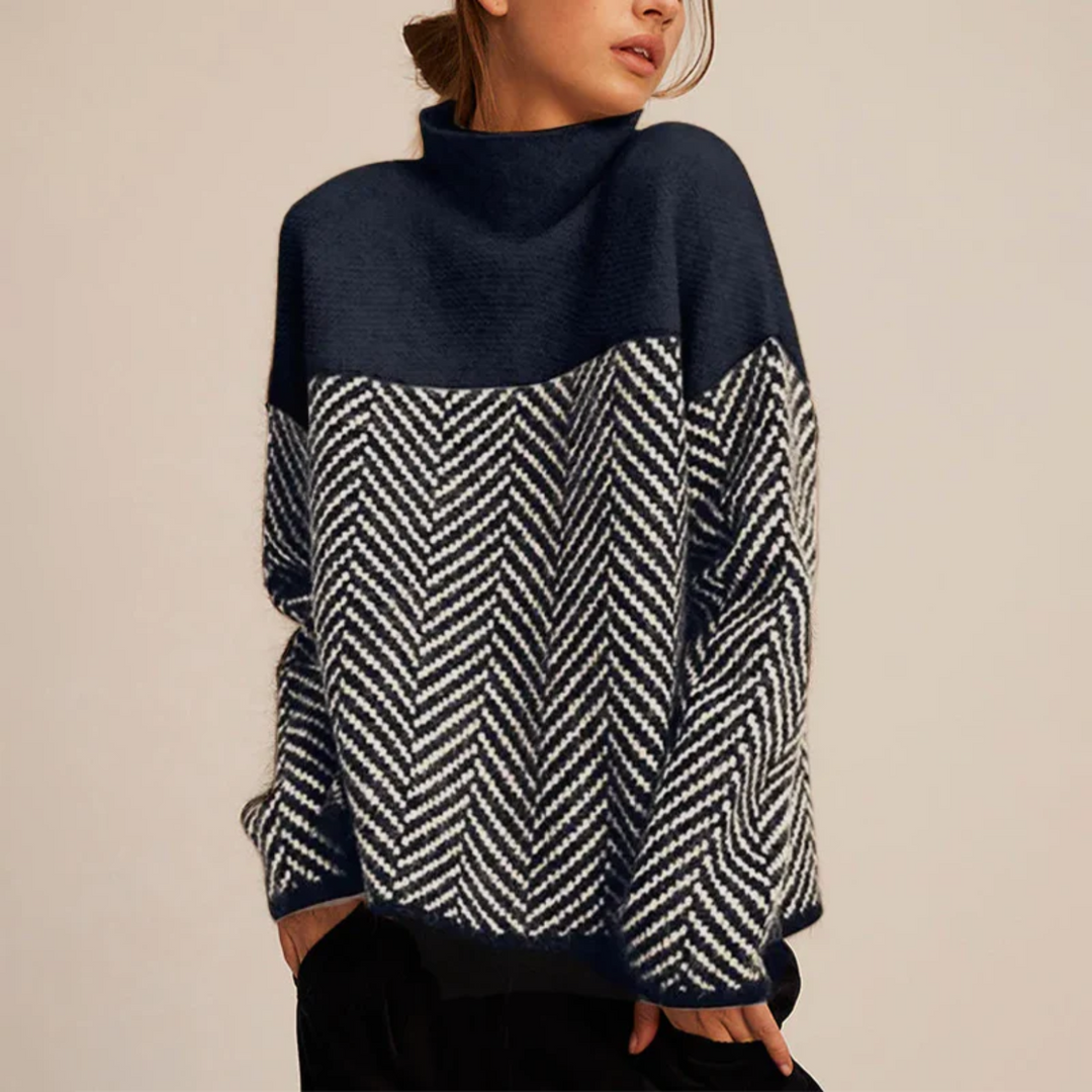 Chevron Luxe | Pull à col roulé stylé pour femmes