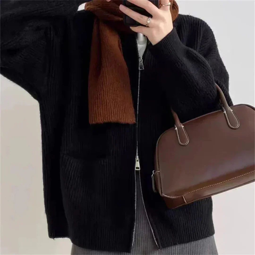 Cardigan en tricot confortable avec devant ouvert et texture côtelée – pour femmes