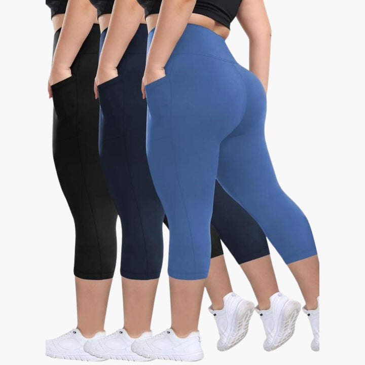 Ensemble de Leggings Capri - Pour Femmes Taille Haute Sport