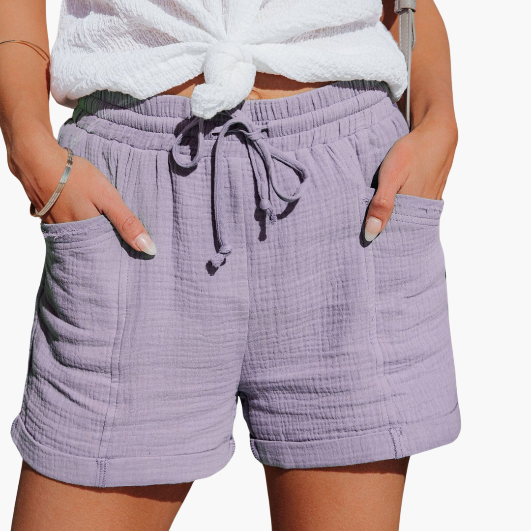 Shorts d'été en coton pour femmes – Léger avec poches et ceinture