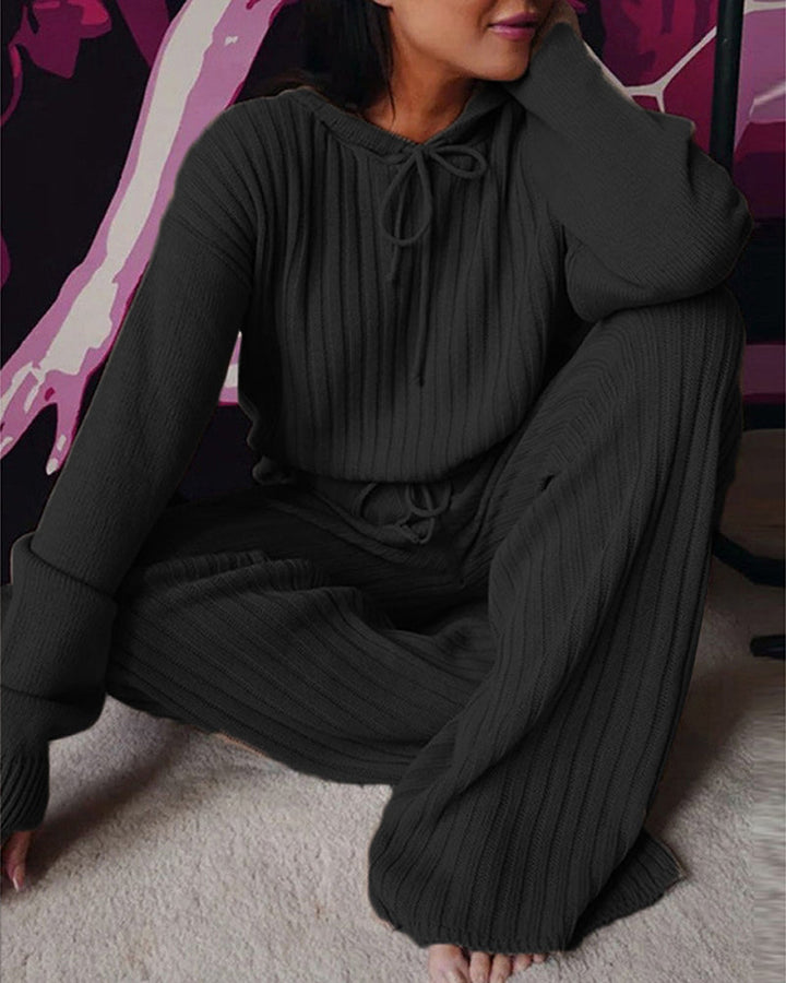 Ensemble de loungewear en tricot côtelé, confortable, stylé et polyvalent pour femmes