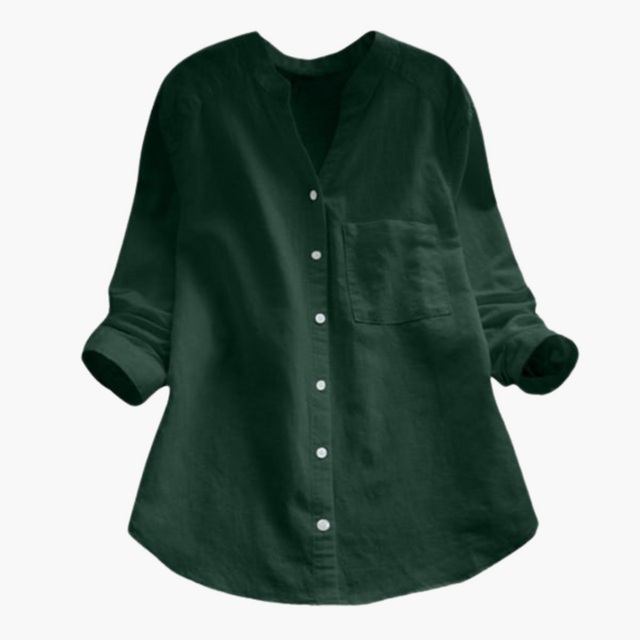 Chemisier décontracté pour femmes - Manches longues, col montant & Casual