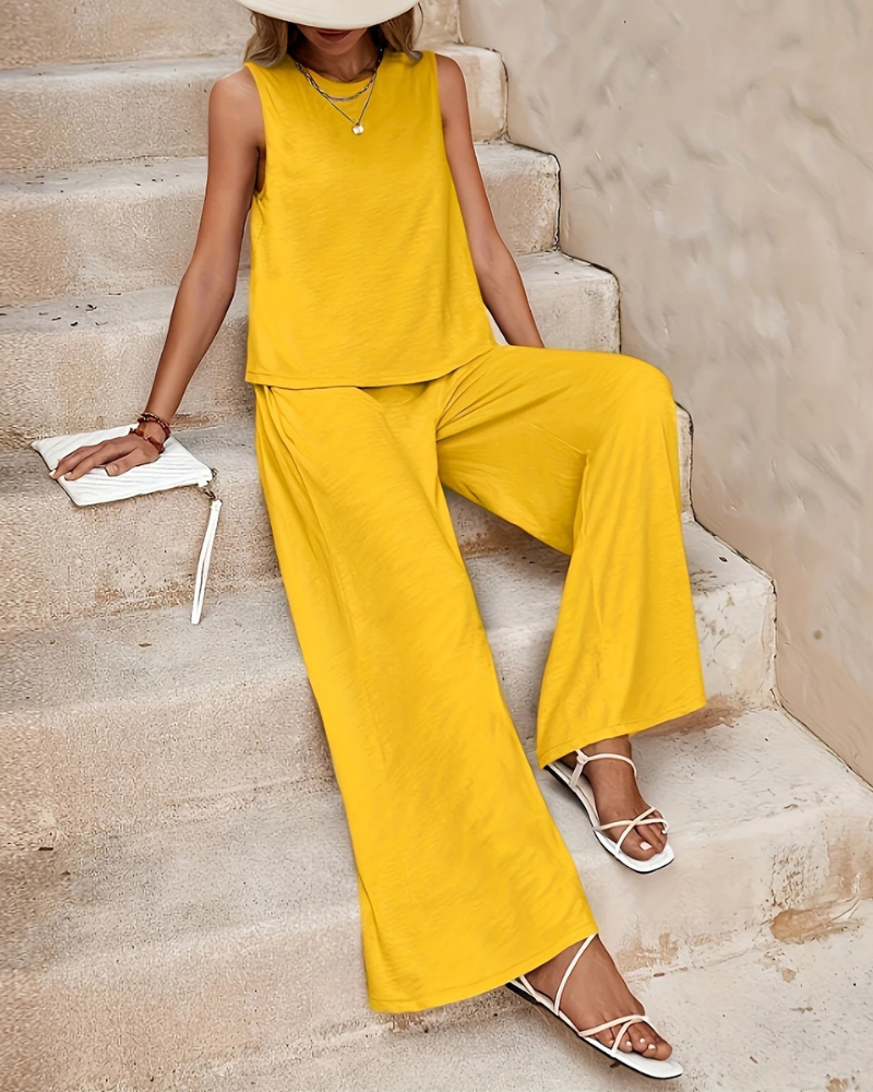 Ensemble sans manches pour femmes | Pantalon large