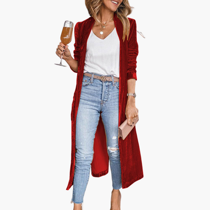 Gilet long pour femmes avec devant ouvert et manches longues