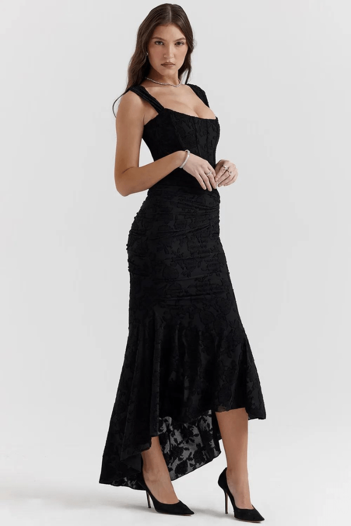 Annika | Robe Maxi Corset Femme Volants – Élégante Robe Maxi Corset 2026