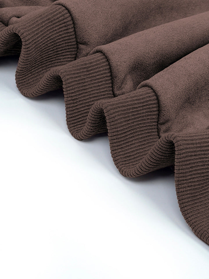 Veste courte à fermeture éclair, à taille élastique, à manches longues, à col rond, couleur unie