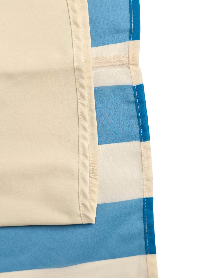 Robe longue ample plissée rayée coupe trapèze, à col licou, couleur contrastée