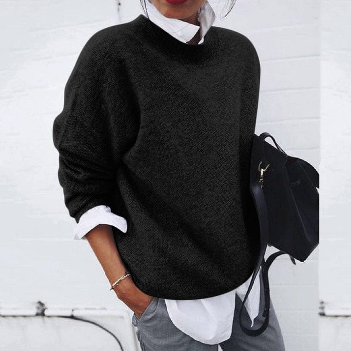 Pull en tricot pour femmes avec col rond | Manches longues