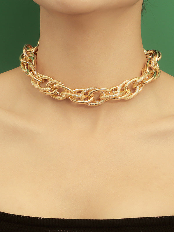 Parure collier et bracelet ajourée couleur unie