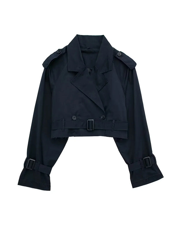 Veste ample à manches longues, à empiècements, à col revers