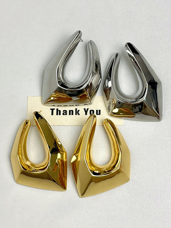 Boucles d'oreilles pendantes géométriques ajourées normcore