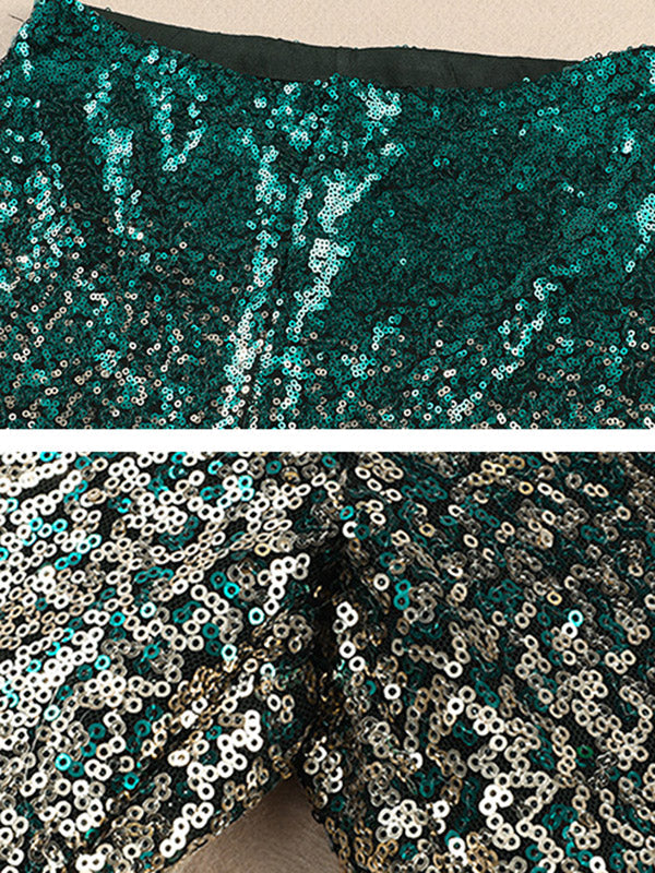 Pantalon brillant coupe slim, en dégradé, à sequins, couleur contrastée