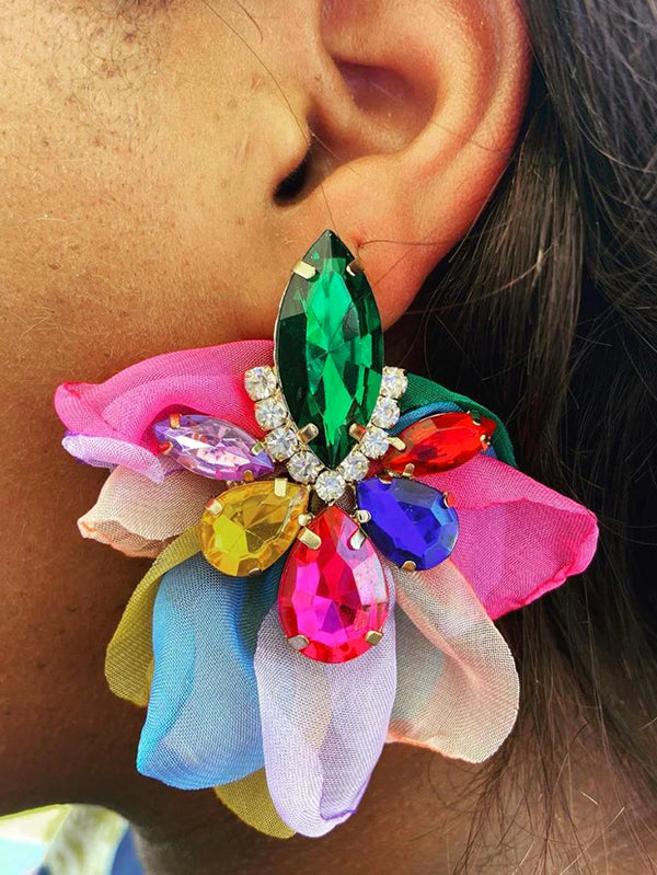 Boucles d'oreilles pendantes en forme de fleur