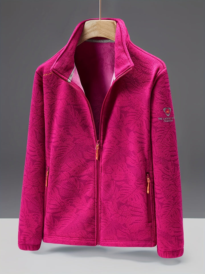 Veste en polaire pour femmes avec fermeture éclair intégrale | Veste d'extérieur avec col montant