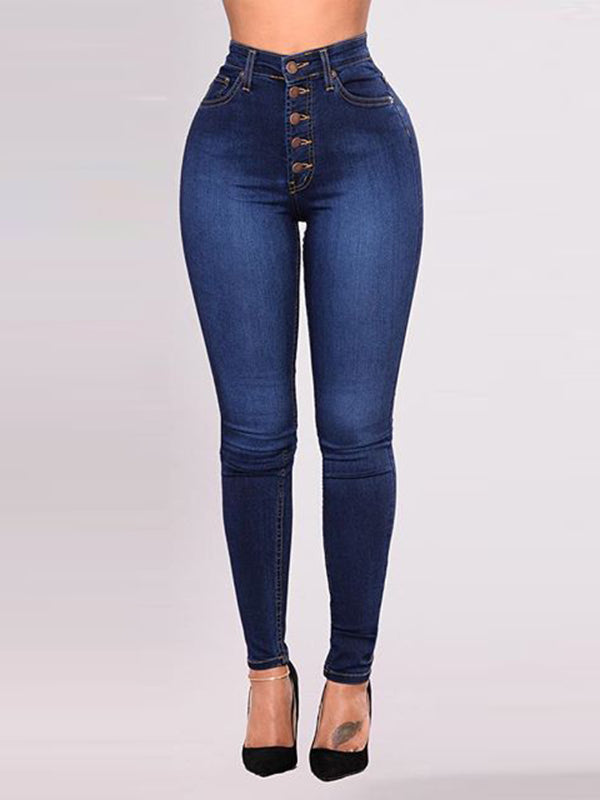 Jean coupe slim, taille haute, à empiècements