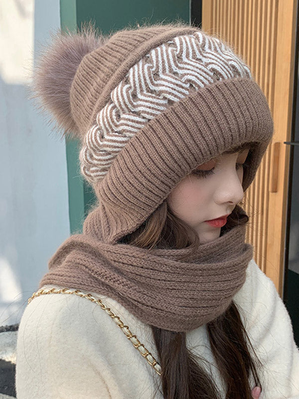 Ensemble écharpe et bonnet en jacquard, 7 coloris