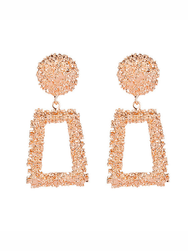 Boucles d'oreilles pendantes géométriques ajourées couleur unie