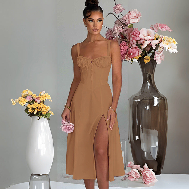 Renata - Robe midi avec corset et ouverture