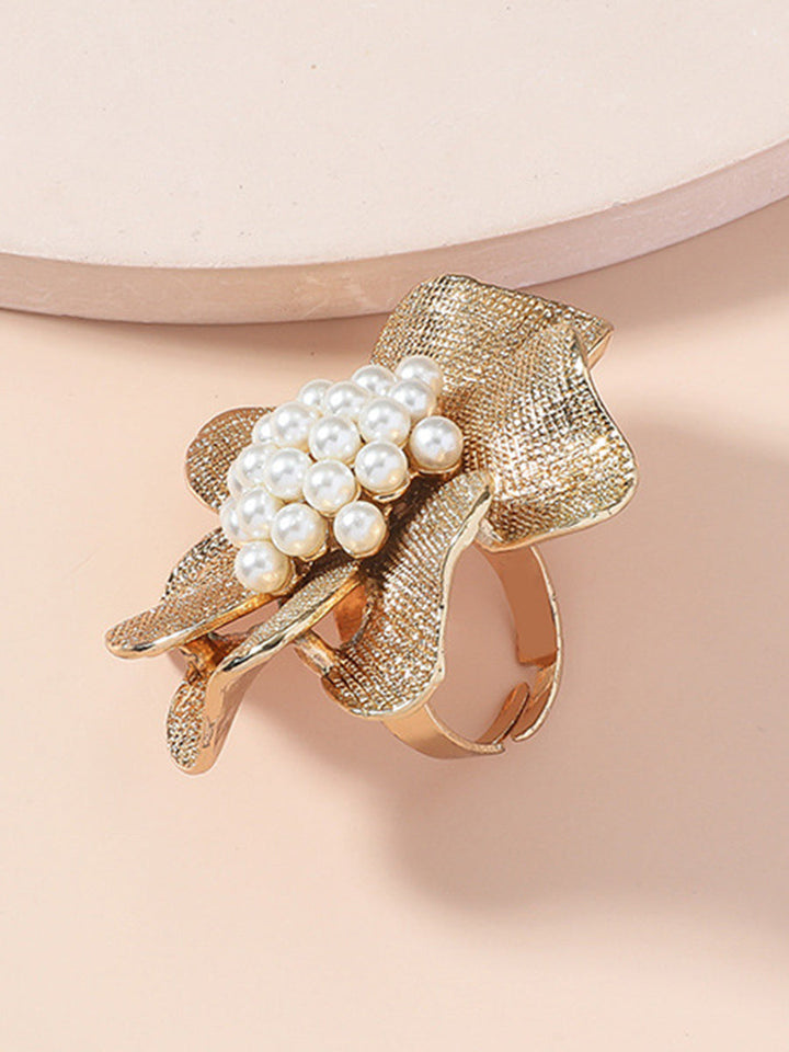 Bague réglable brillante en forme de fleur