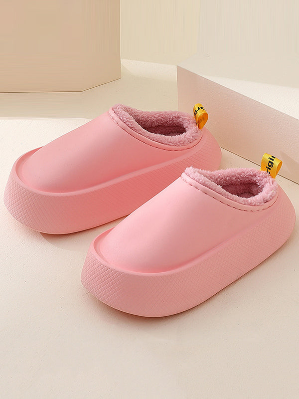 Pantoufles antidérapantes et imperméables en velours pour garder au chaud, couleur unie, pour la maison