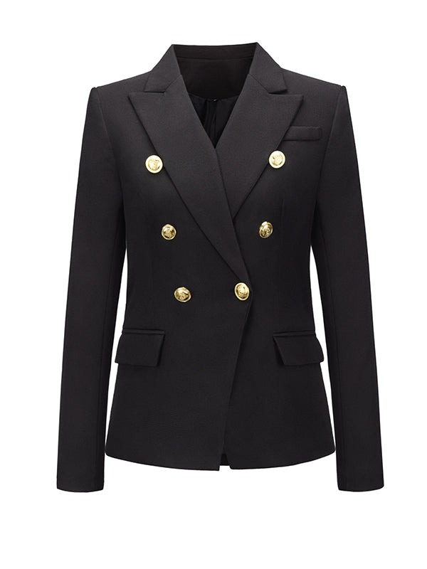 Blazer boutonné à manches longues, à col cranté
