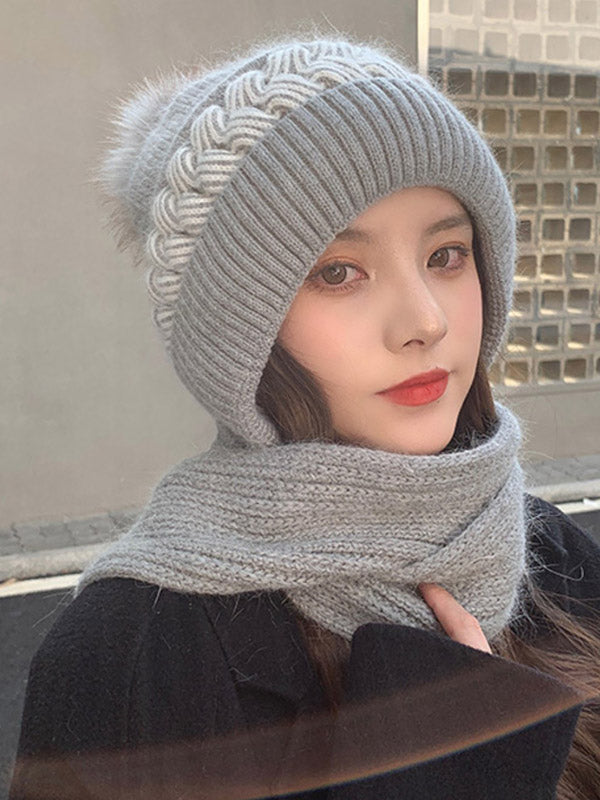 Ensemble écharpe et bonnet en jacquard, 7 coloris