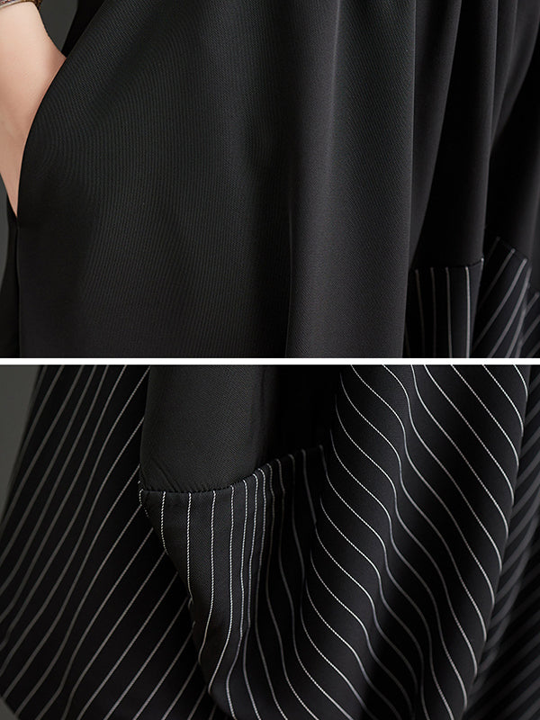 Sarouel coupe irrégulière à empiècements rayé pantalons décontractés bas