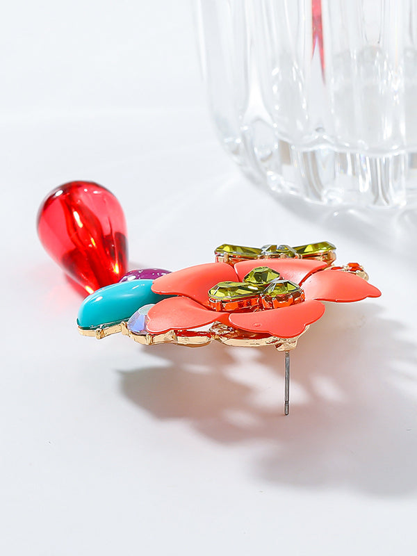 Boucles d'oreilles pendantes en forme de fleur