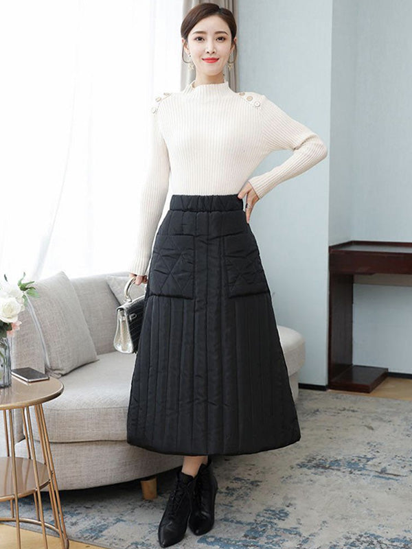 Bas ample matelassé vintage, à taille élastique, taille haute, coupe trapèze