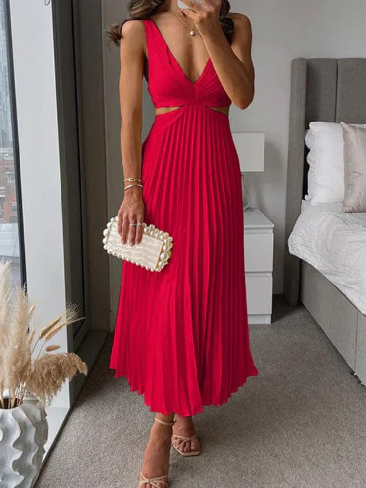 Julieta - Robe maxi plissée avec décolleté