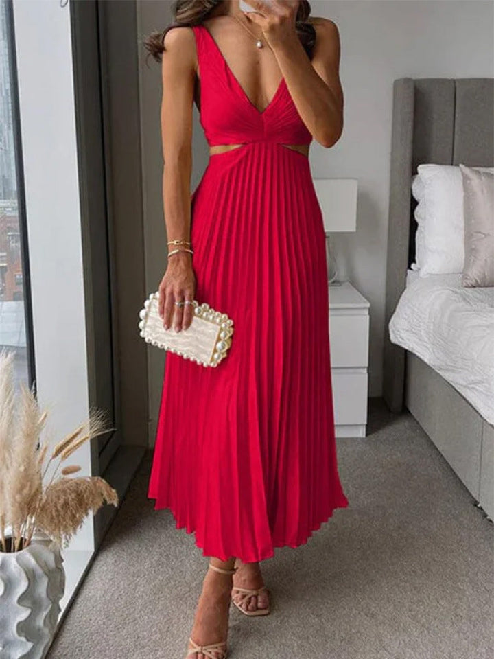 Julieta - Robe maxi plissée avec décolleté