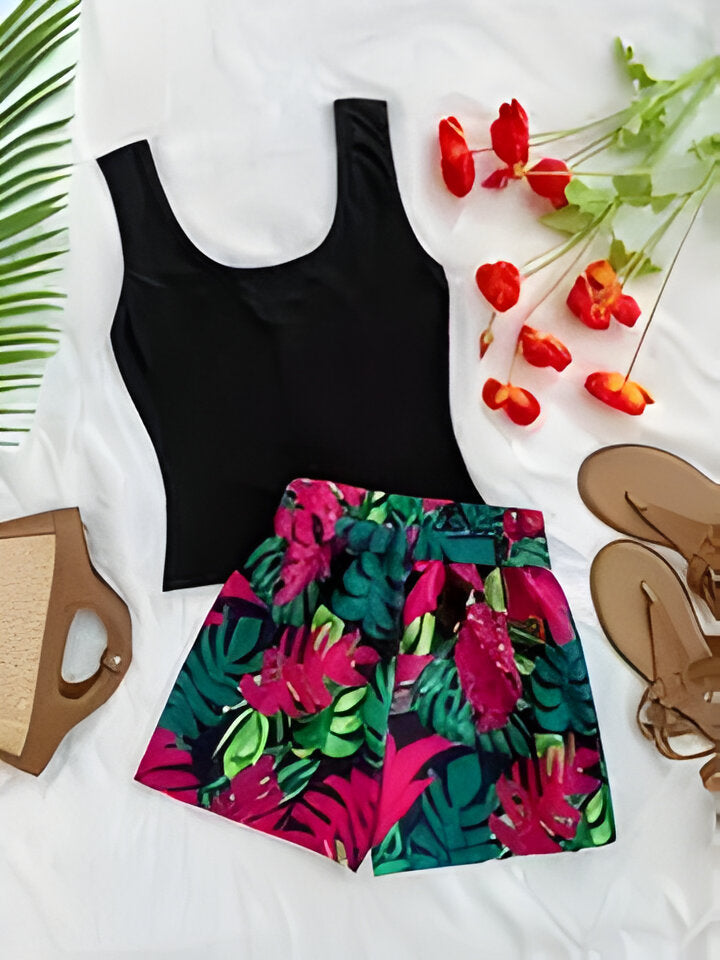 Ava | Ensemble de gilet et shorts imprimé pour femmes en été