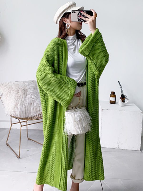 Cardigan en tricot à fil épais, ample, surdimensionné, couleur unie, urbain, manteaux