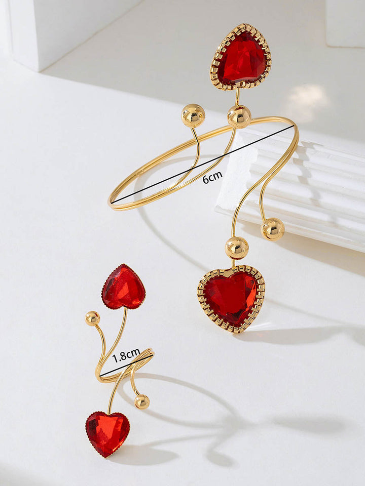 Parure bracelet et bague géométrique brillante à coupe irrégulière, à strass