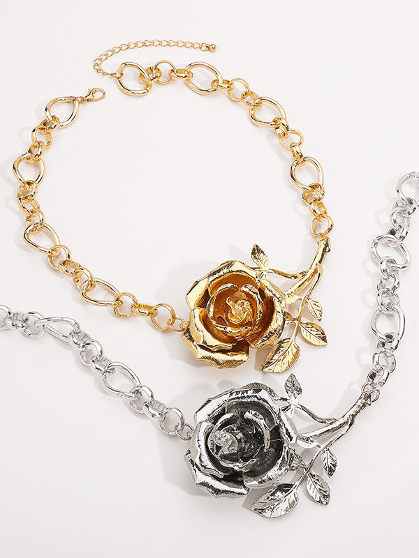 Collier géométrique en forme de fleur, couleur unie