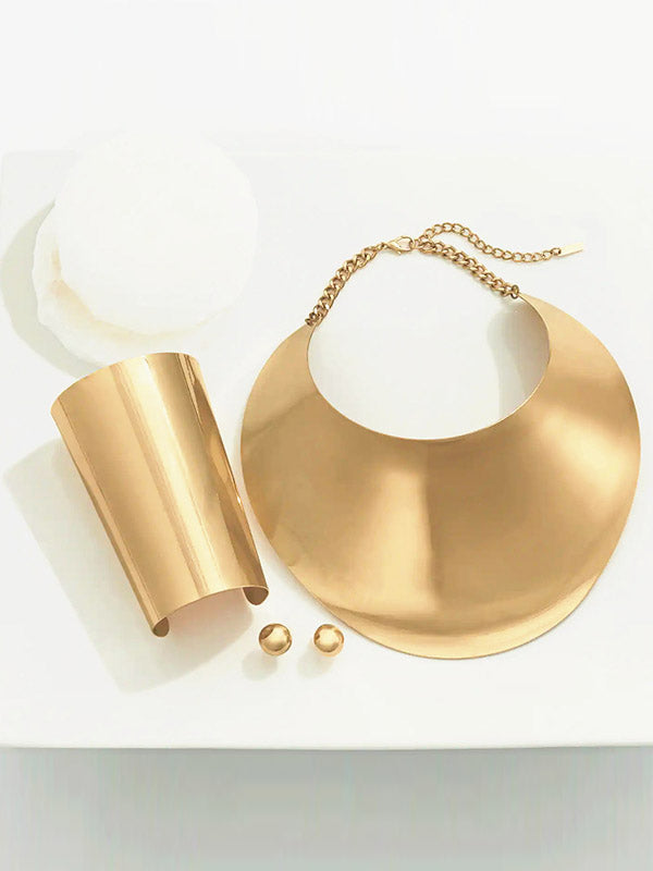 Ensemble trois pièces géométrique – collier + boucles d'oreilles + bracelet