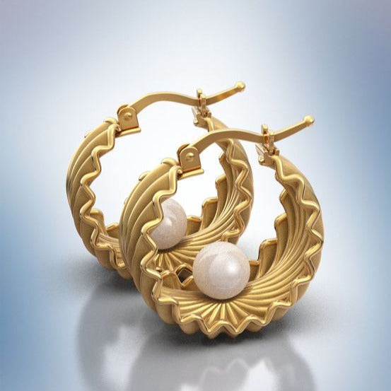 Boucles d'oreilles vintage en perles dorées