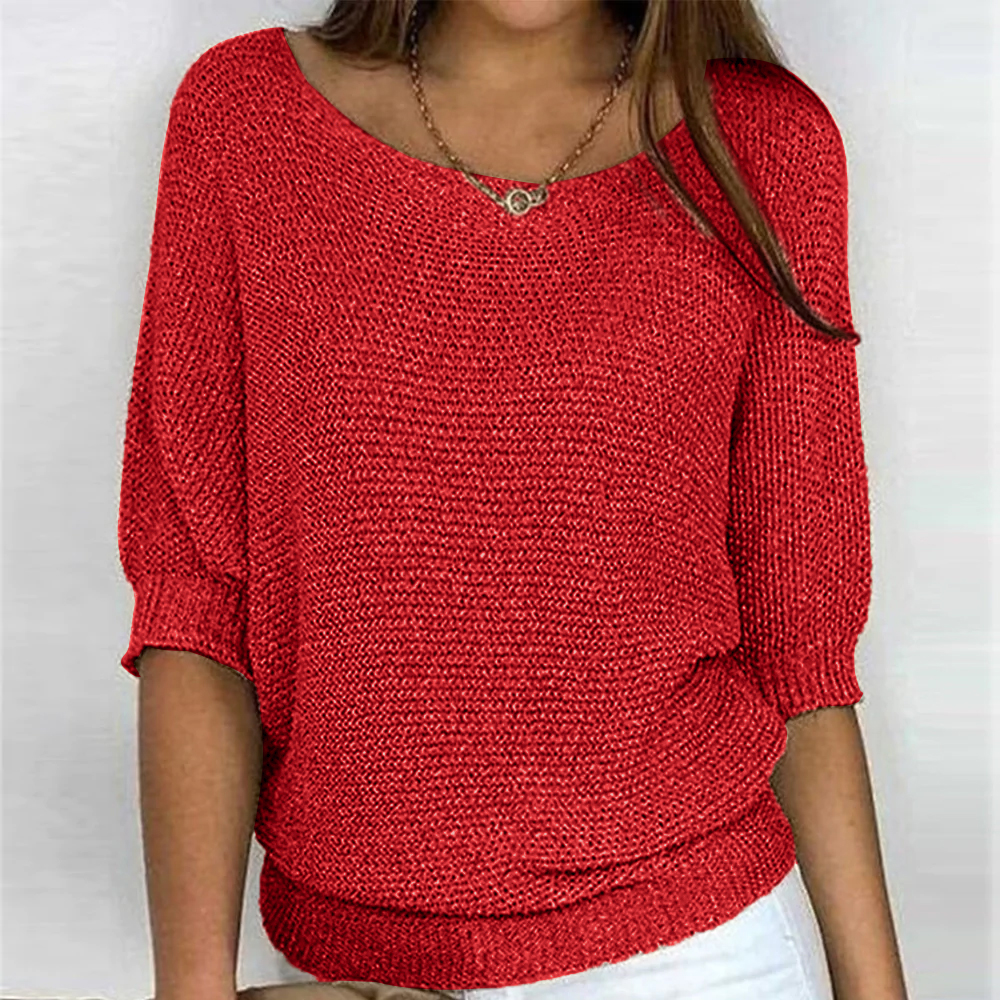 Pull en tricot à manches 3/4 pour femmes | Décontracté