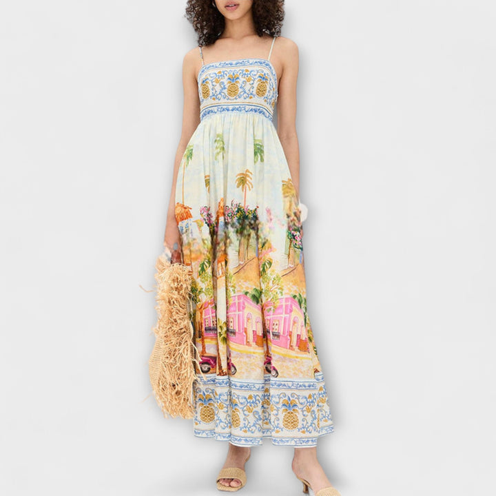 Luira – Robe maxi à tomber avec motif multicolore