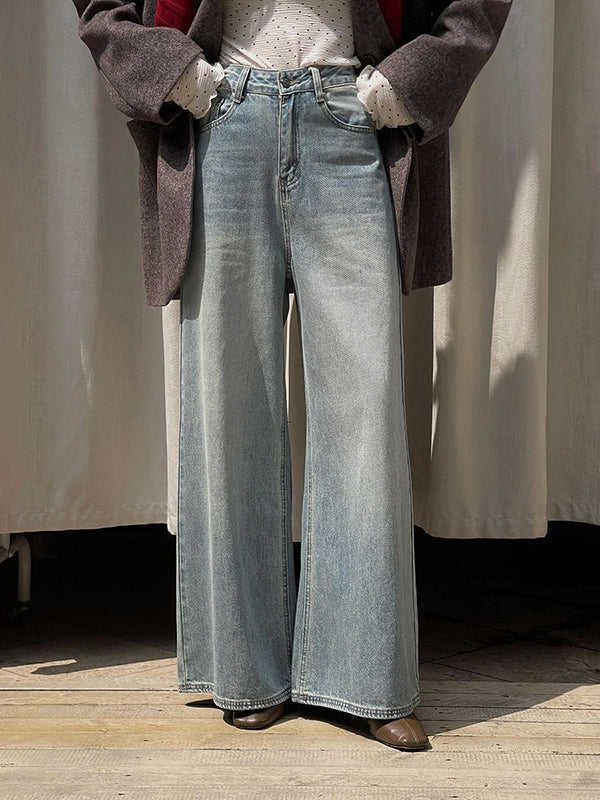 Jean ample taille haute, à poches