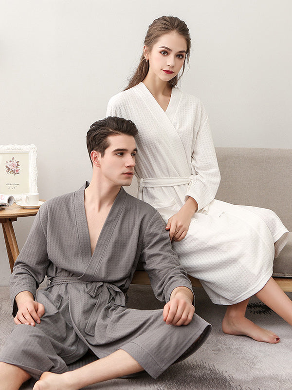 Robe de pyjama fine à bandage solide et confortable