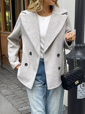 Blazer ample à manches longues, boutonné, Double boutonnage, couleur unie, revers, vêtements d'extérieur