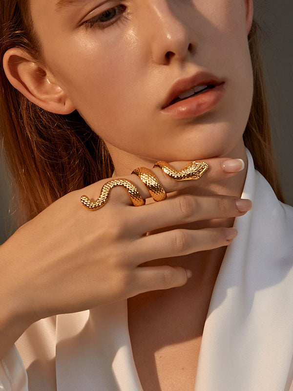 Bague en forme de serpent, couleur unie