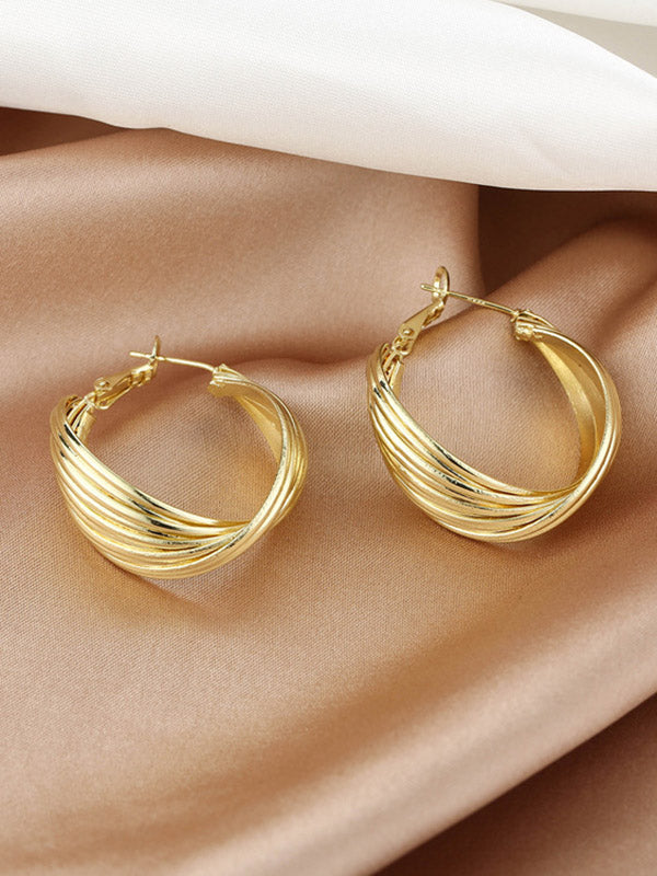 Boucle d'oreille originale hip-hop dorée simple et élégante