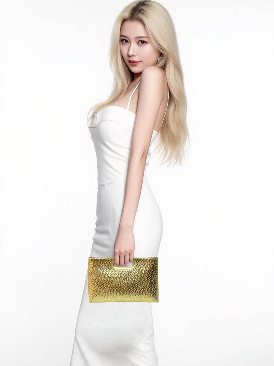 Chaînes Sacs à bandoulière en peau de serpent brillant géométrique Sacs de soirée & Pochettes