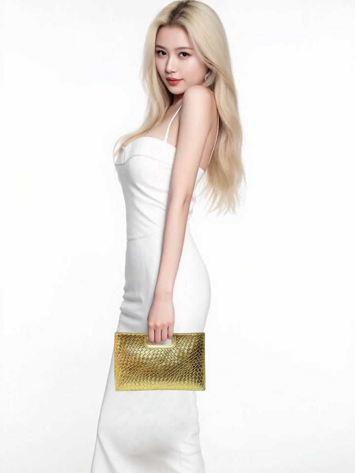 Chaînes Sacs à bandoulière en peau de serpent brillant géométrique Sacs de soirée & Pochettes