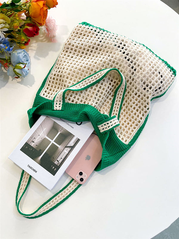 Accessoires de sacs creux de couleur contrastée de plage