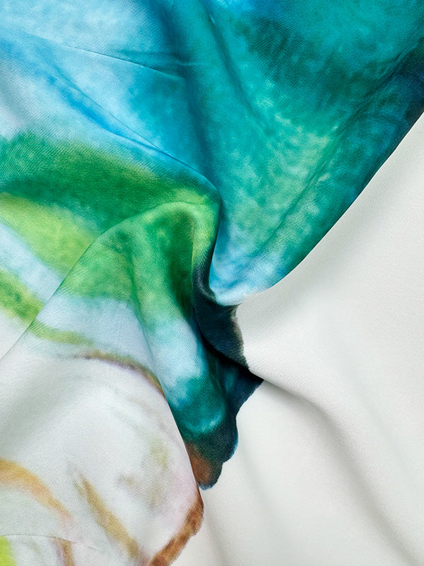 Robe longue ample asymétrique à manches longues, à imprimé floral, asymétrique à une épaule