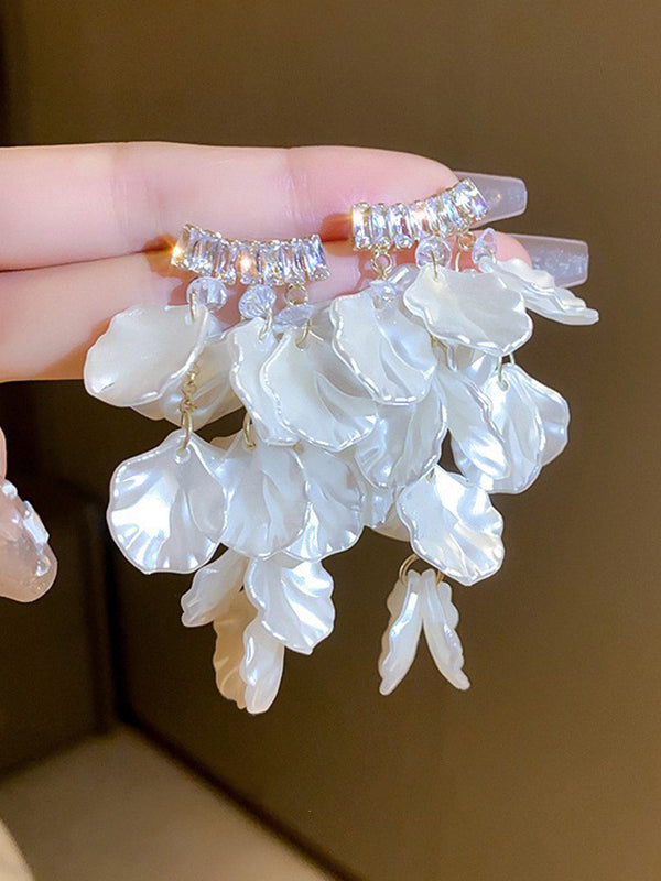 Boucles d'oreilles pendantes géométriques en forme de feuilles, à strass