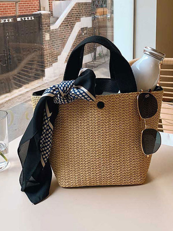 Sac à main tressé à empiècements